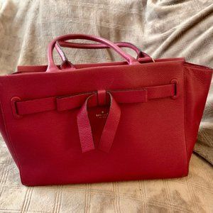 Merlot Leather Kate Spade Bow Tote Handbag